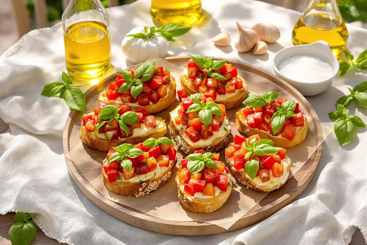 Bruschettas tomates, ail et basilic comme en Italie : l'entrée simple et ensoleillée par excellence.jpg