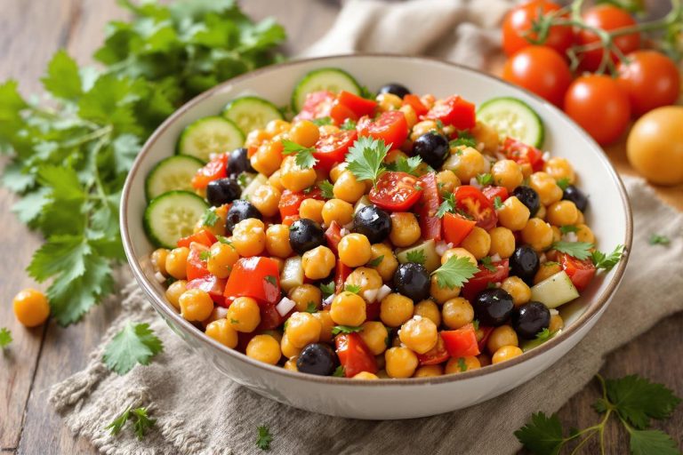 La salade de pois chiches croustillants et concombre pour un repas complet et équilibré .jpg