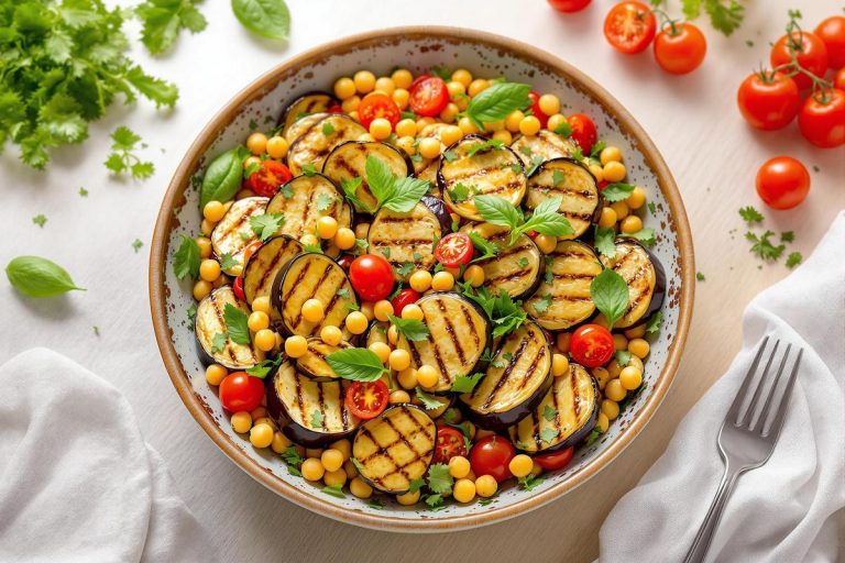 Salade d'aubergines, pois chiches et tomates - Recette italienne.jpg