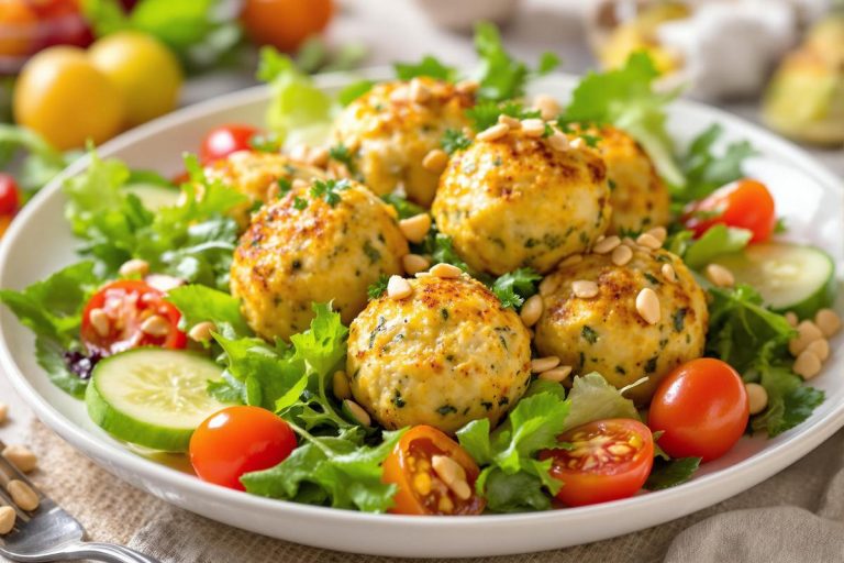 La recette des boulettes de courgette, thon et ricotta à servir avec une salade verte.jpg